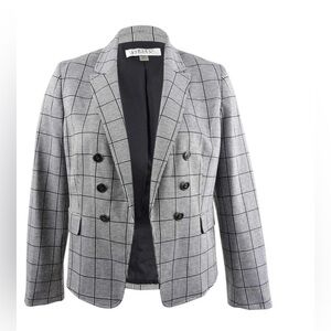 Kasper Womens Open-Front Double Breasted Blazer Jacket Plus Size 24 Houndstooth